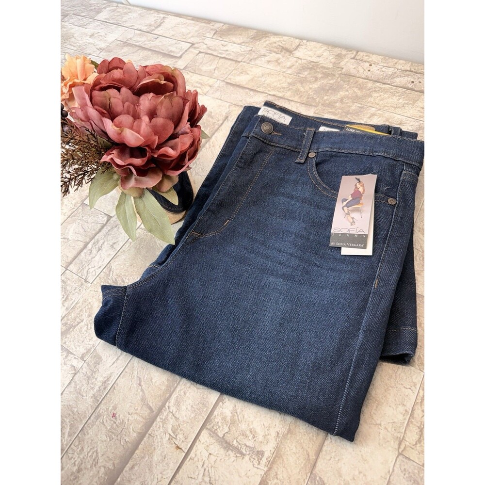 Sofia Jeans by Sofia Vergara High Rise Flare Dark Wash Blue Denim Jeans Size 14 - Picture 6 of 12
